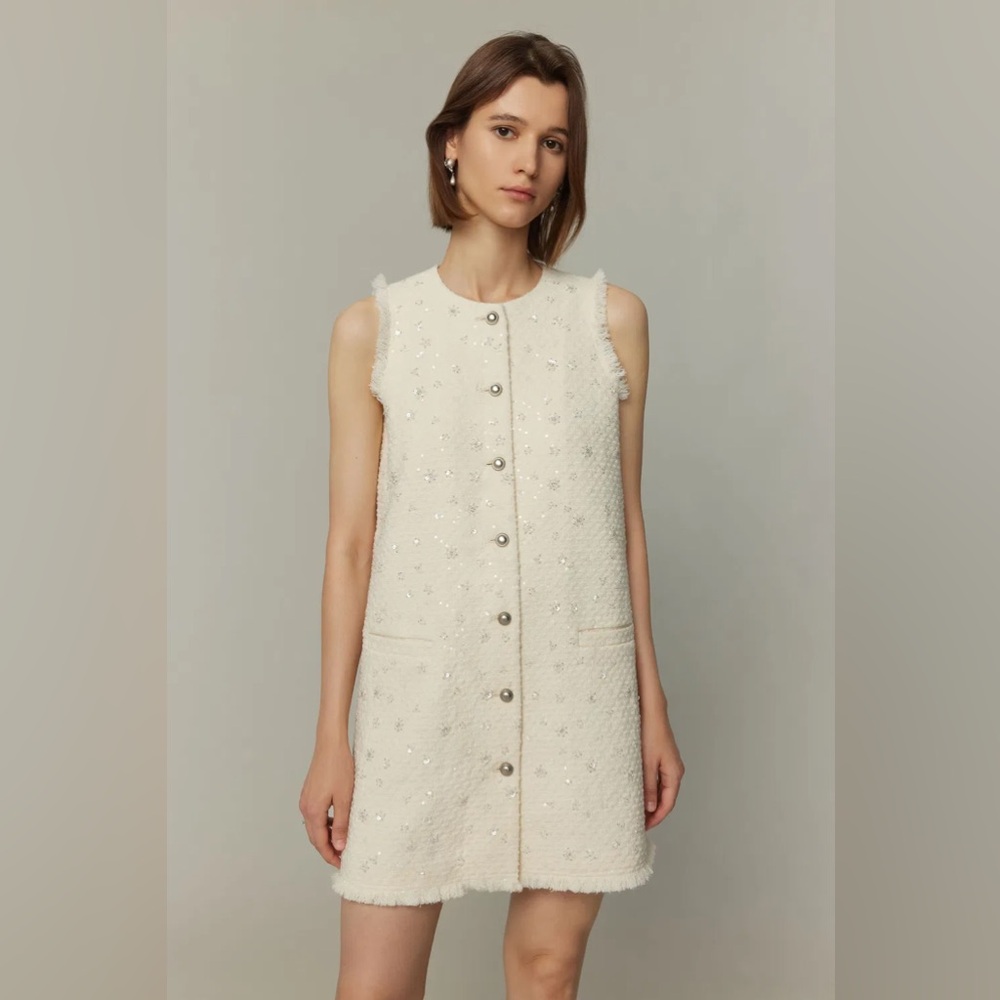 Fabrique sequence wool tweed dress